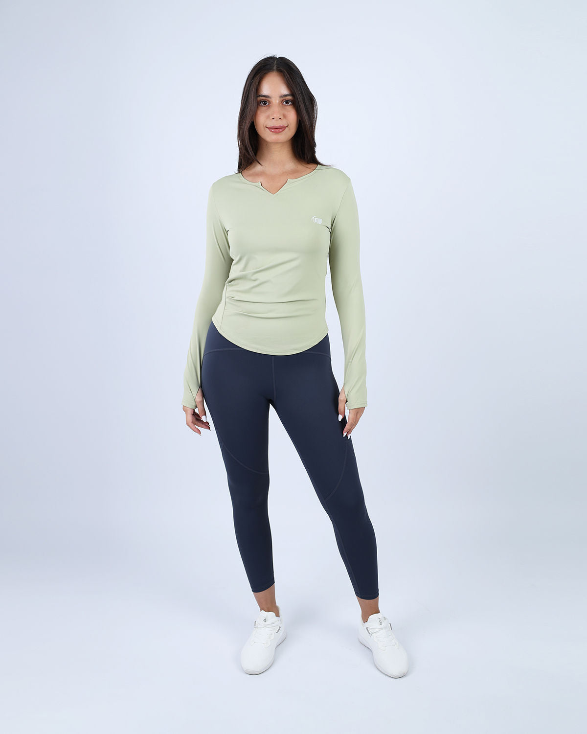 Light Green Blush Elegance Long-Sleeve Active Top