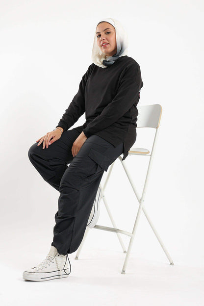 سويت شيرت صالة مطبوع من الخلف