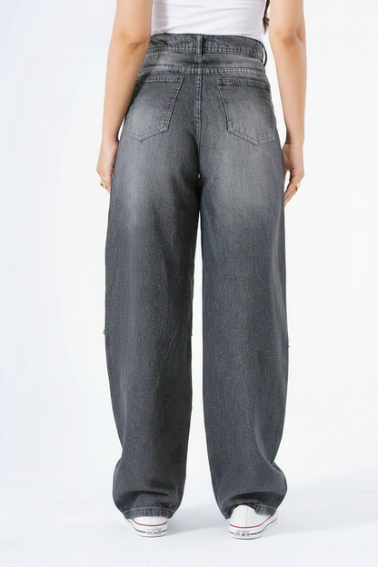 Dark Gray Pixie Baggy Denim