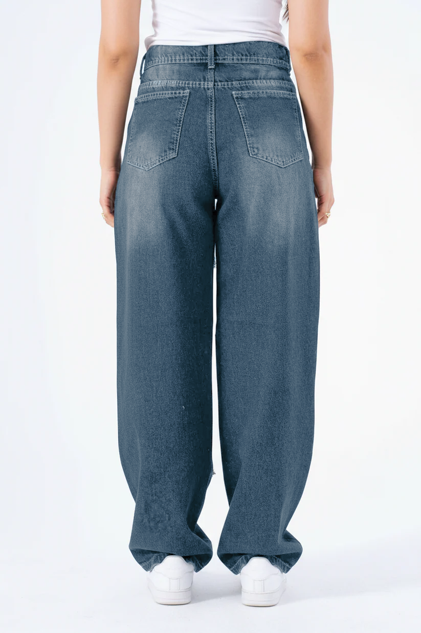 Faded Blue Remix Baggy Denim