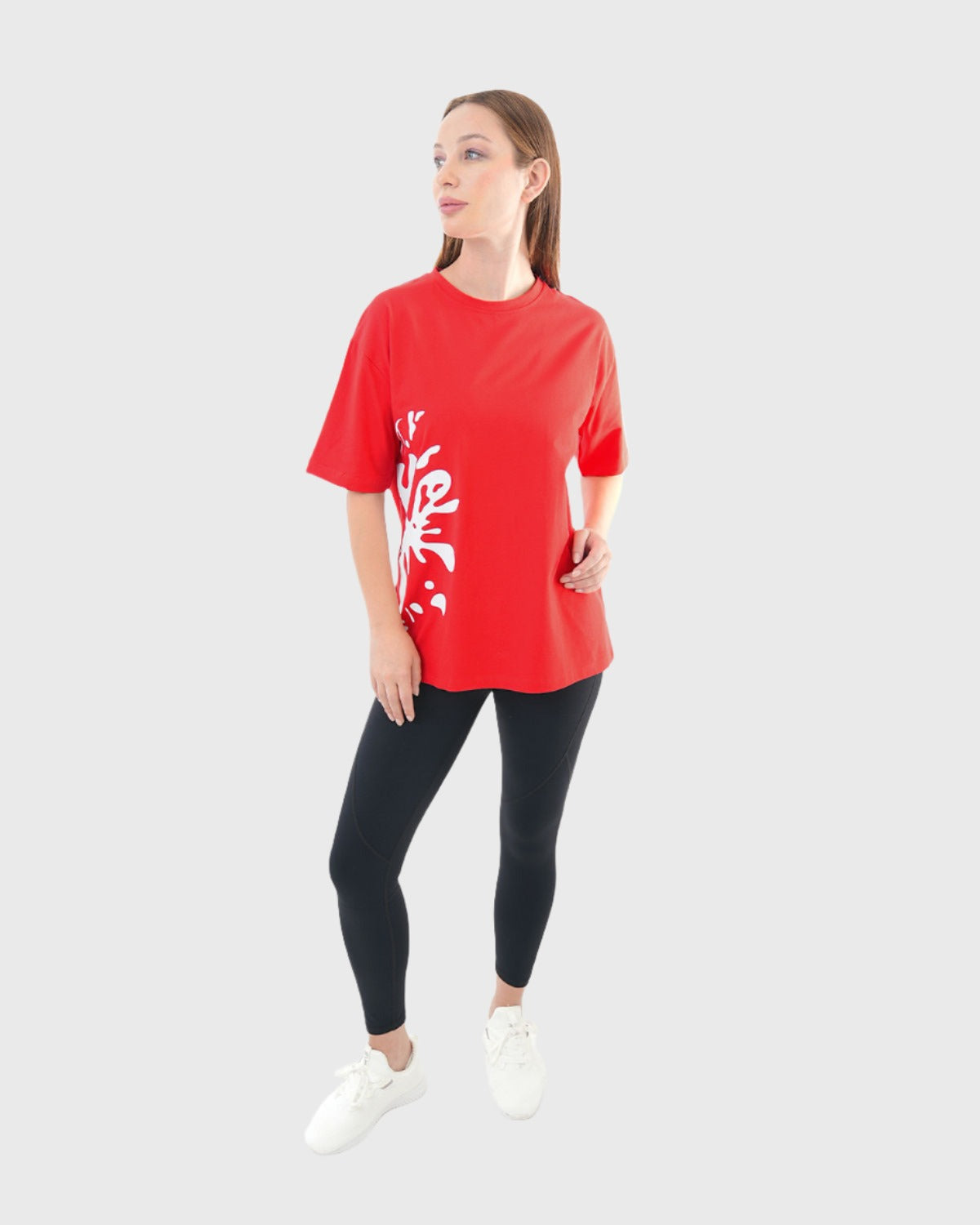 ATUM| Oversized Splash Women's T-Shirt - Red with White print 