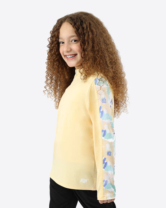 Yellow Printed Sleeve Top for Girls