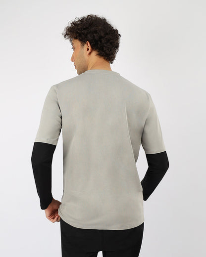 Gray Long Sleeve Cotton T-Shirt
