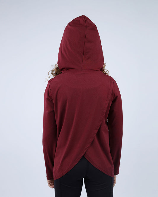 Burgundy Vivid Long-Sleeve Hoodie for Girls