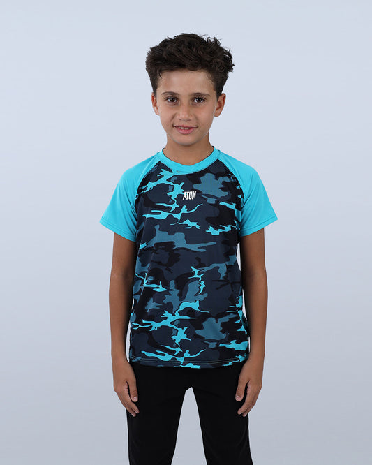 Turquoise Army Training Sports T-Shirt for Boys