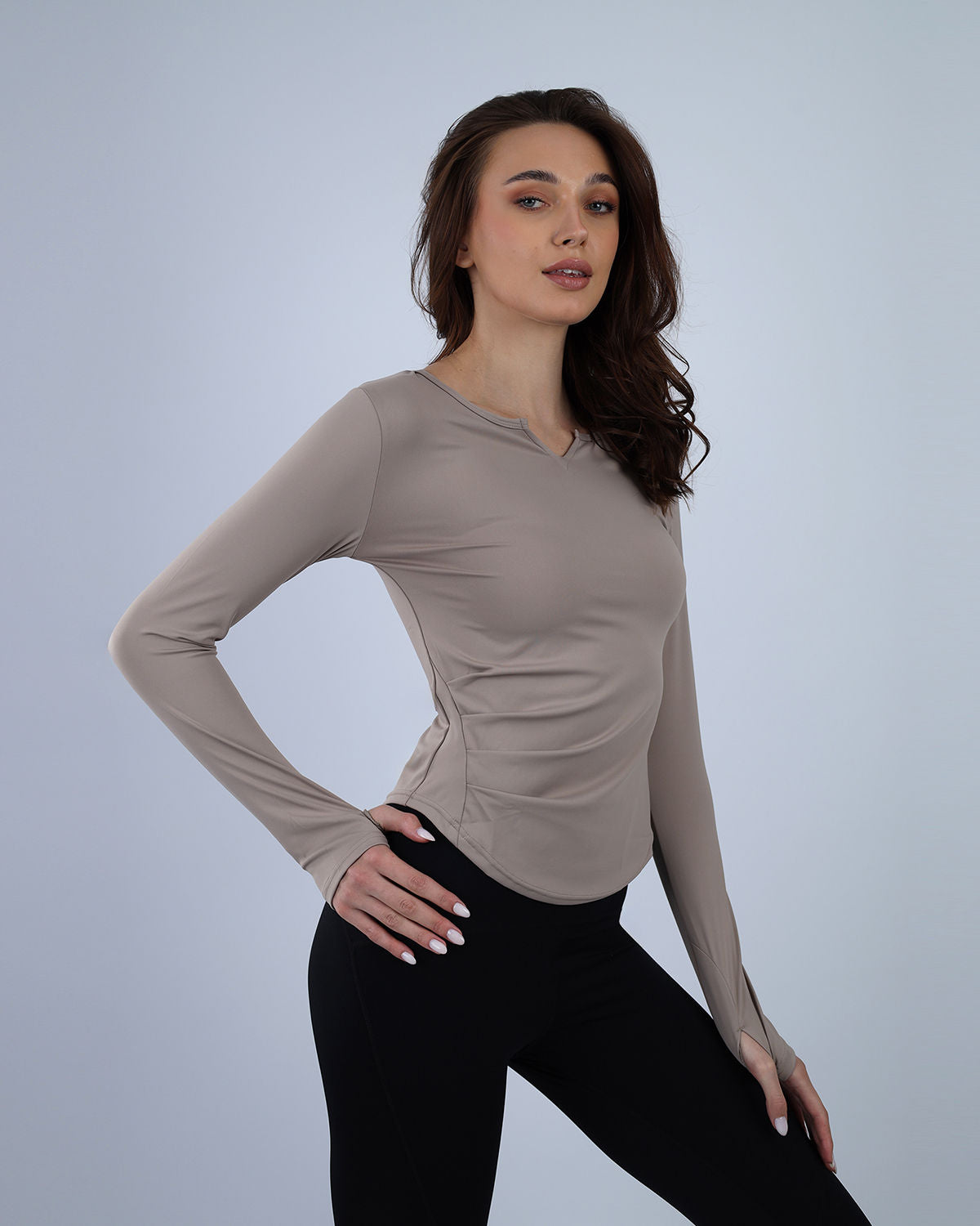 CafÃ© Blush Elegance Long-Sleeve Active Top