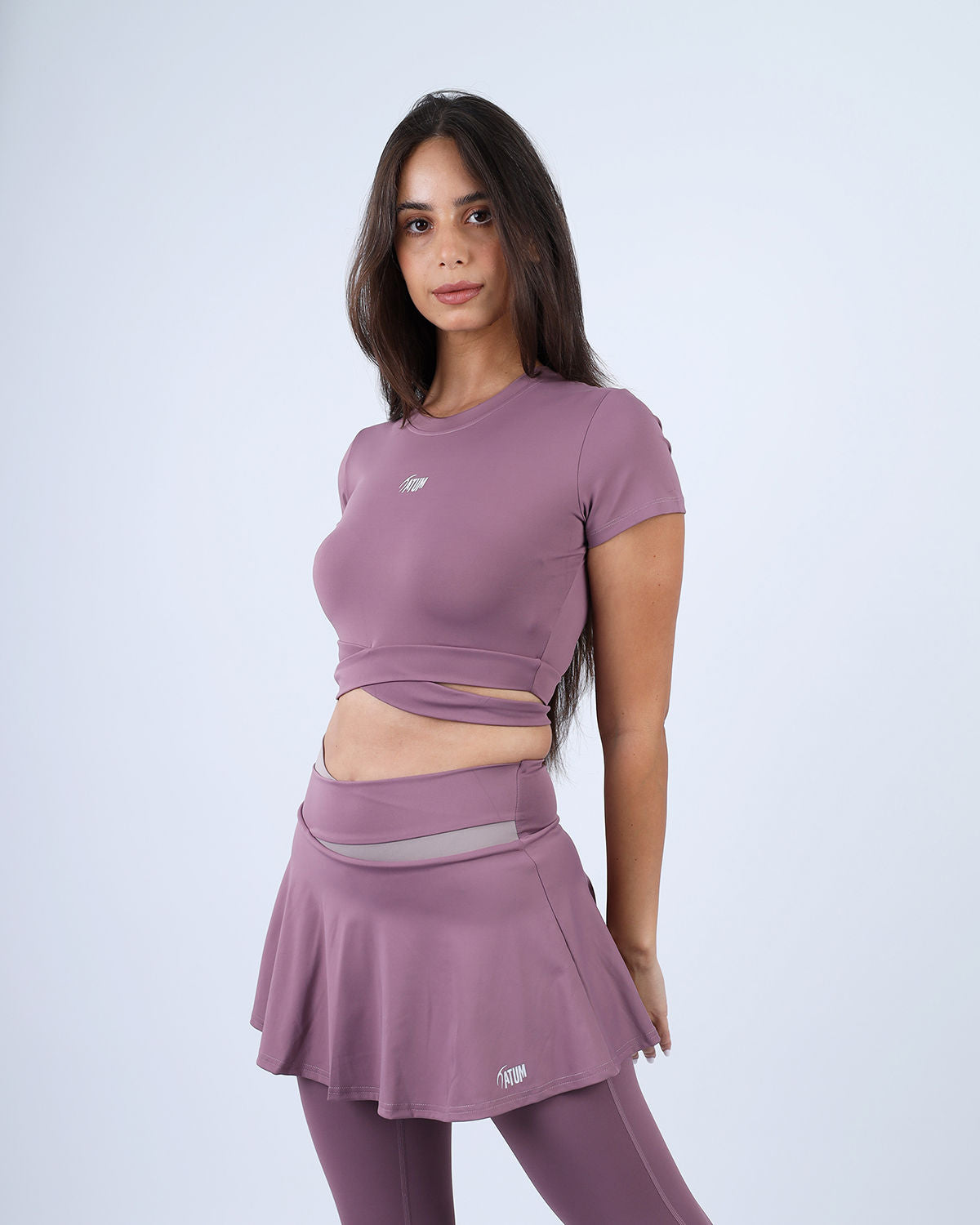 Purple Twisted Short Sleeves Crop T-shirt