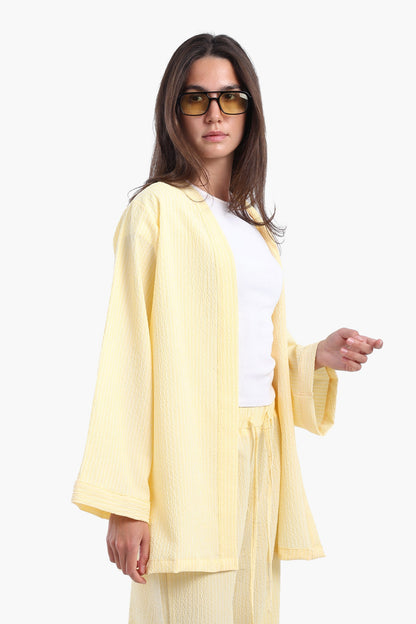 Striped Open Neckline Cardigan