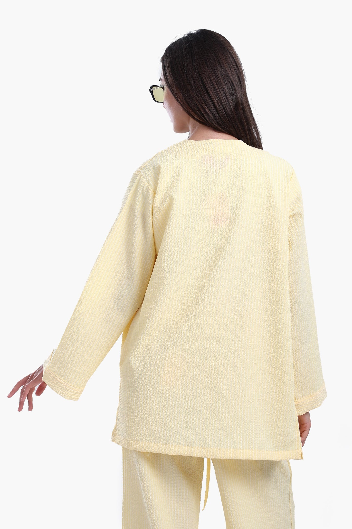 Striped Open Neckline Cardigan