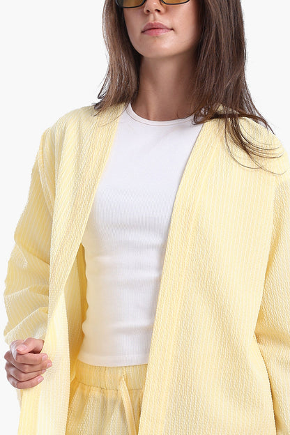 Striped Open Neckline Cardigan