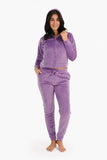 Carina Purple Ribbed Velvet Pyjama Set