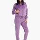 Carina Purple Ribbed Velvet Pyjama Set