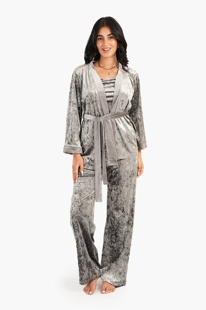 Carina Velvet 3 Pieces Pyjama Set