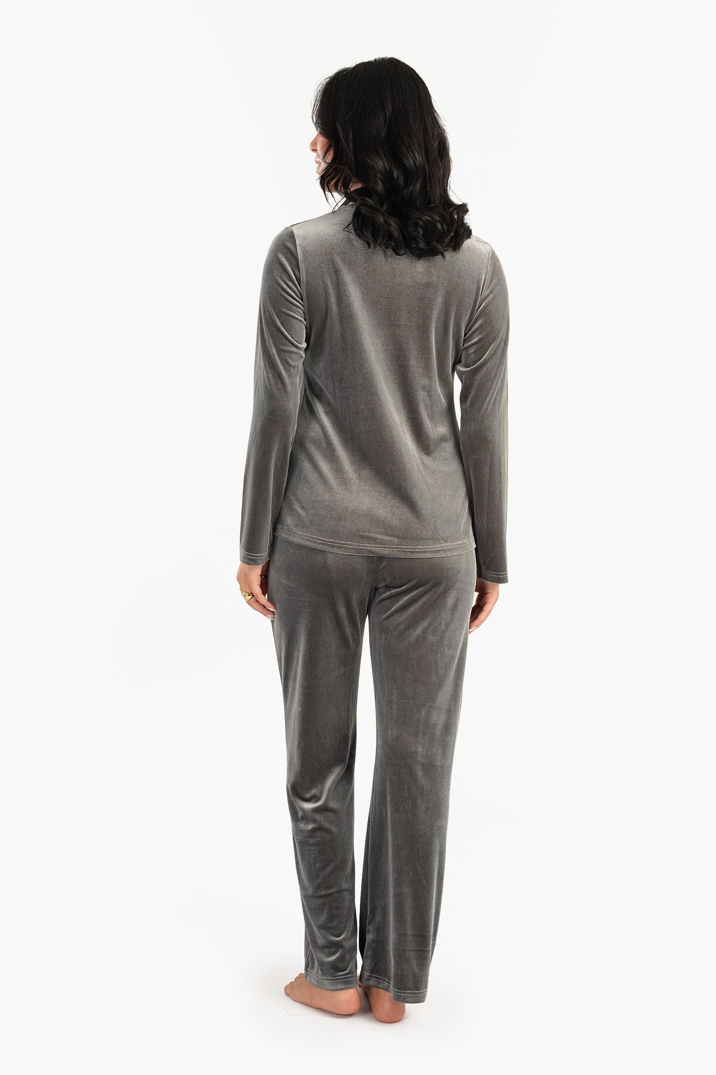 Carina Dark Grey Velvet Pyjama Set