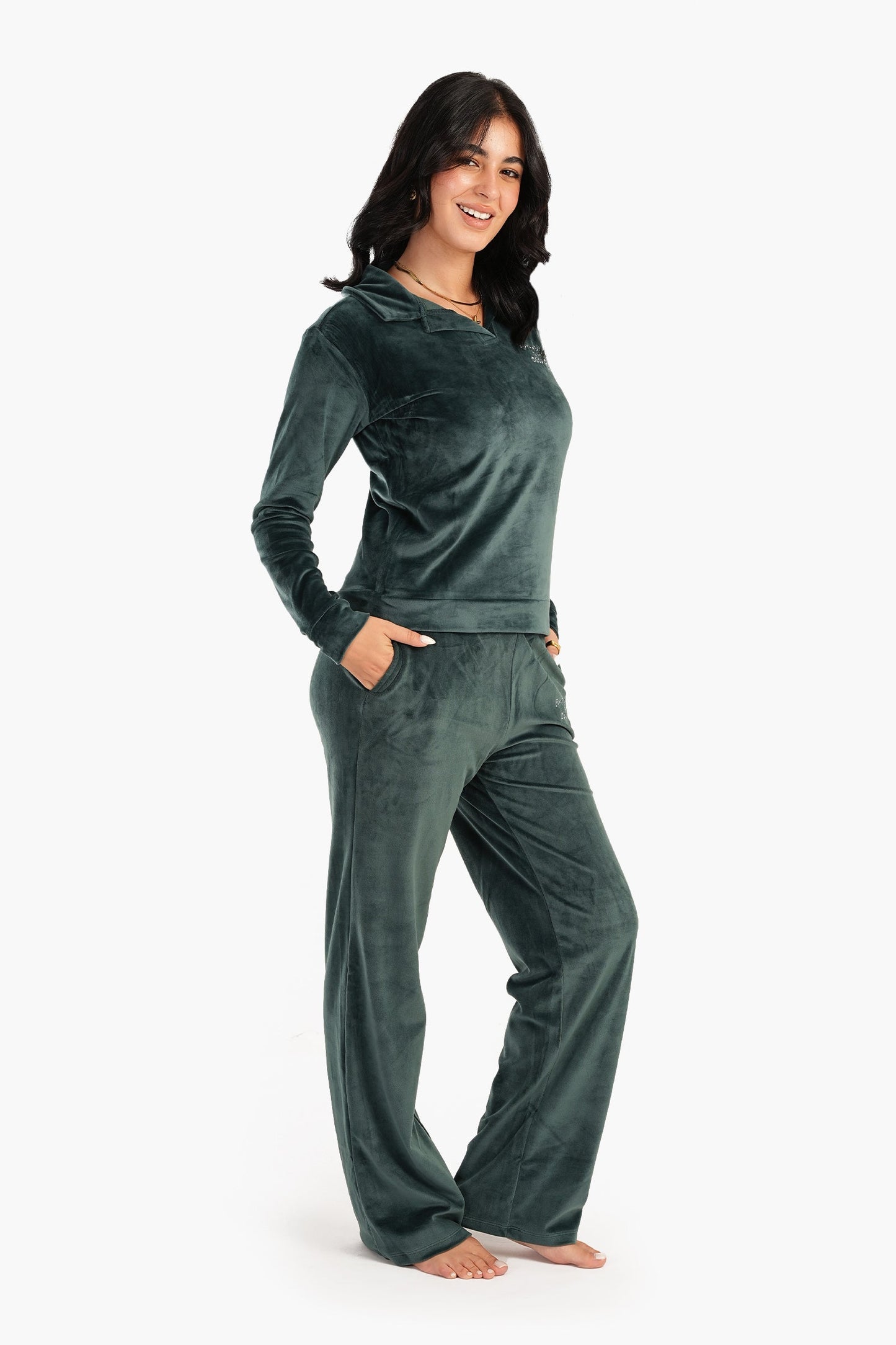 Carina Olive Collared Pyjama Set