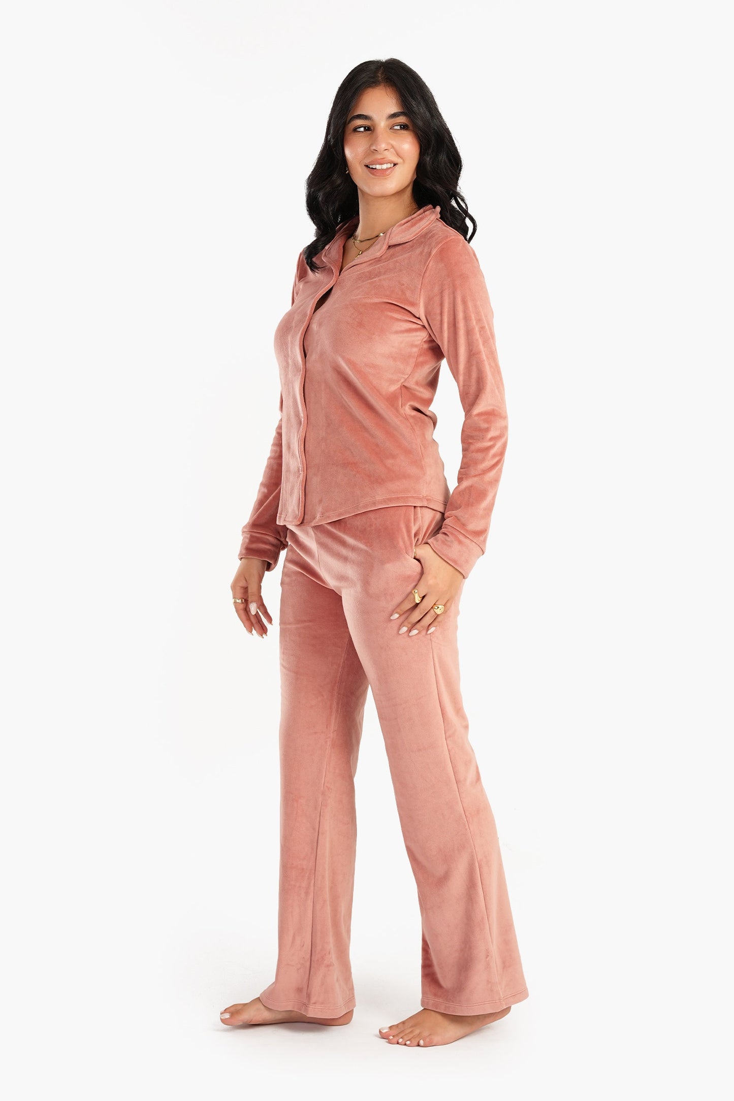 Carina Plain Velvet Pyjama Set