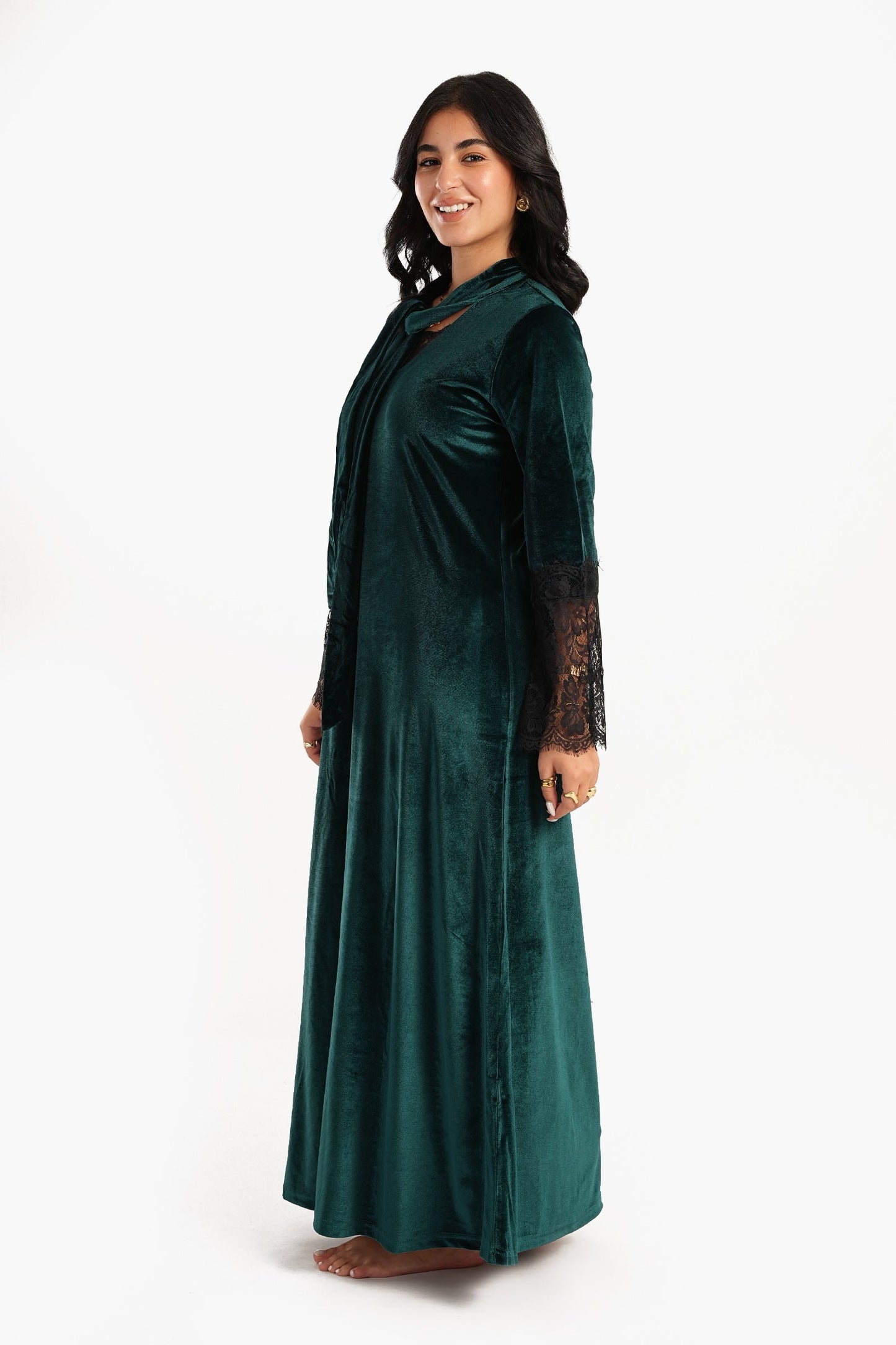 Carina Velvet & Lace Maxi Nightgown