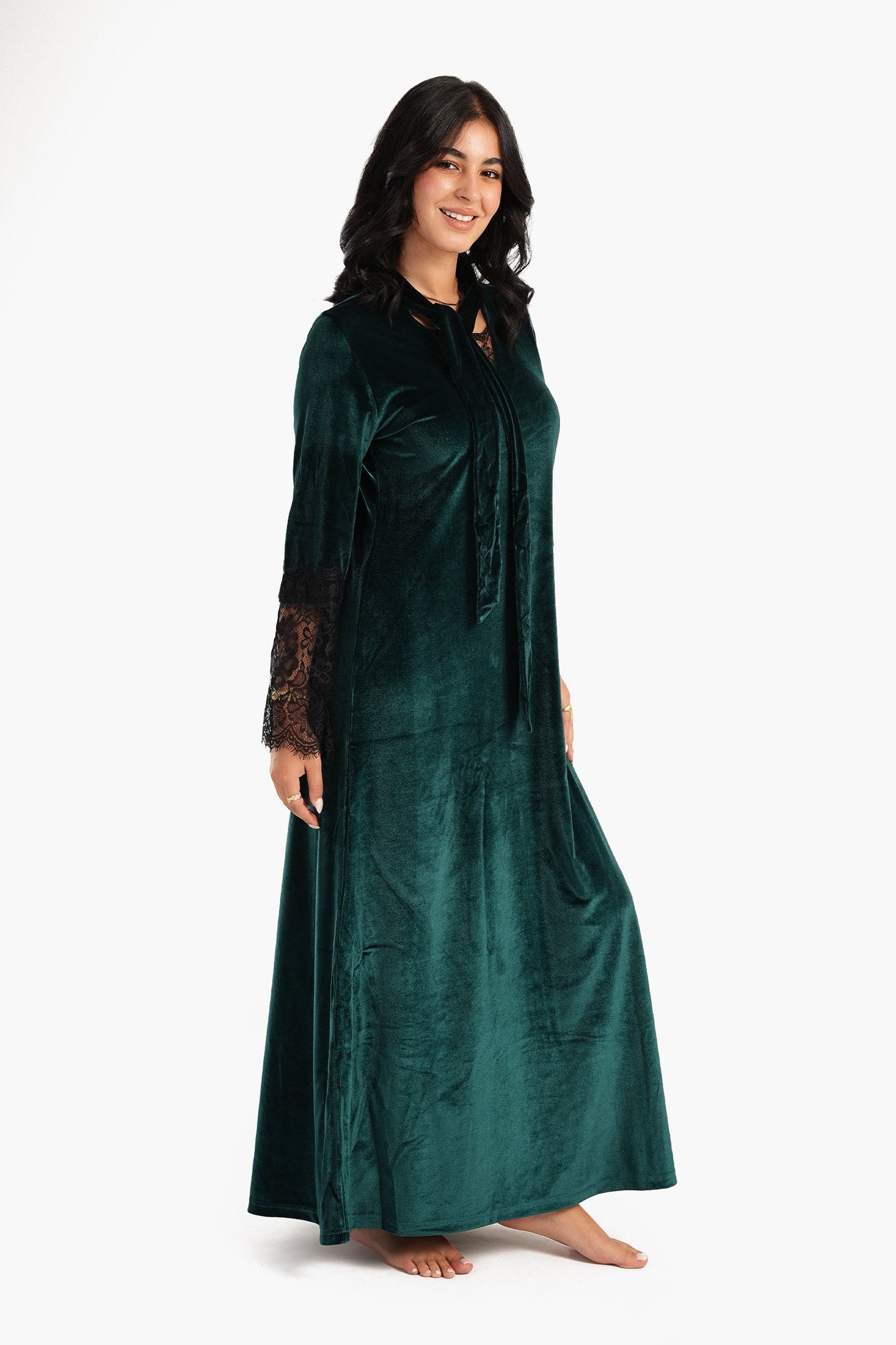 Carina Velvet & Lace Maxi Nightgown