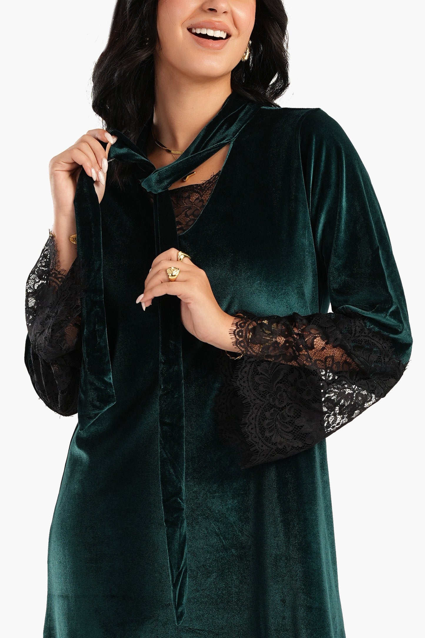 Carina Velvet & Lace Maxi Nightgown