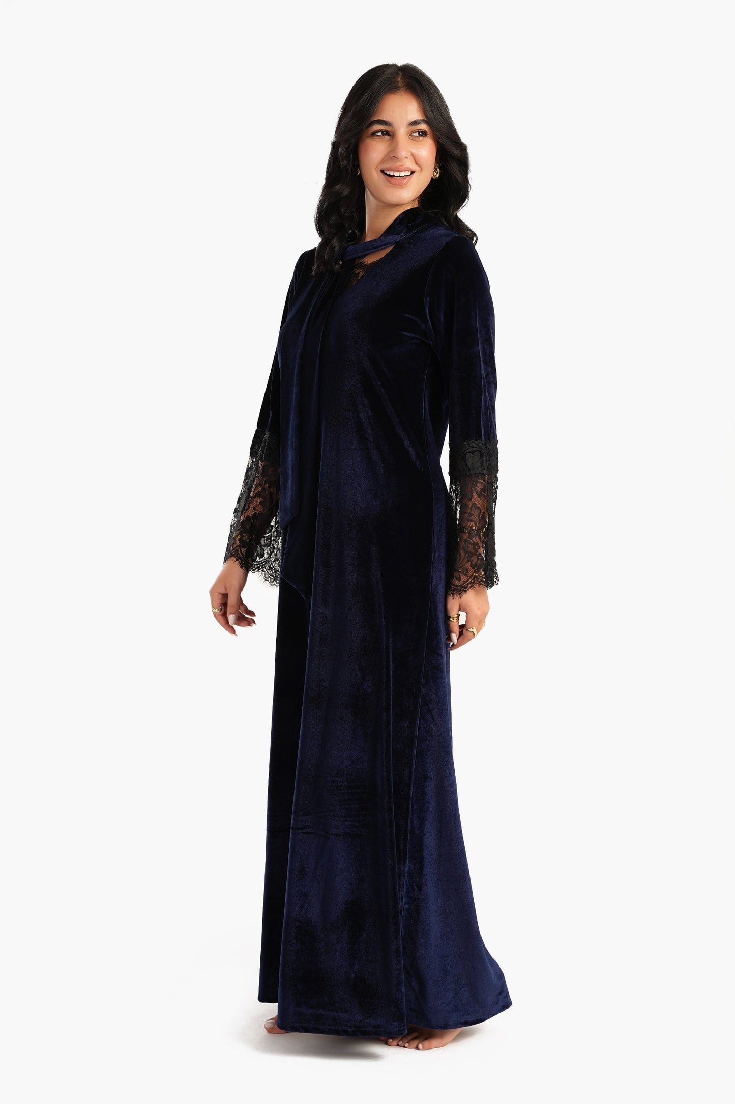 Carina Velvet & Lace Maxi Nightgown