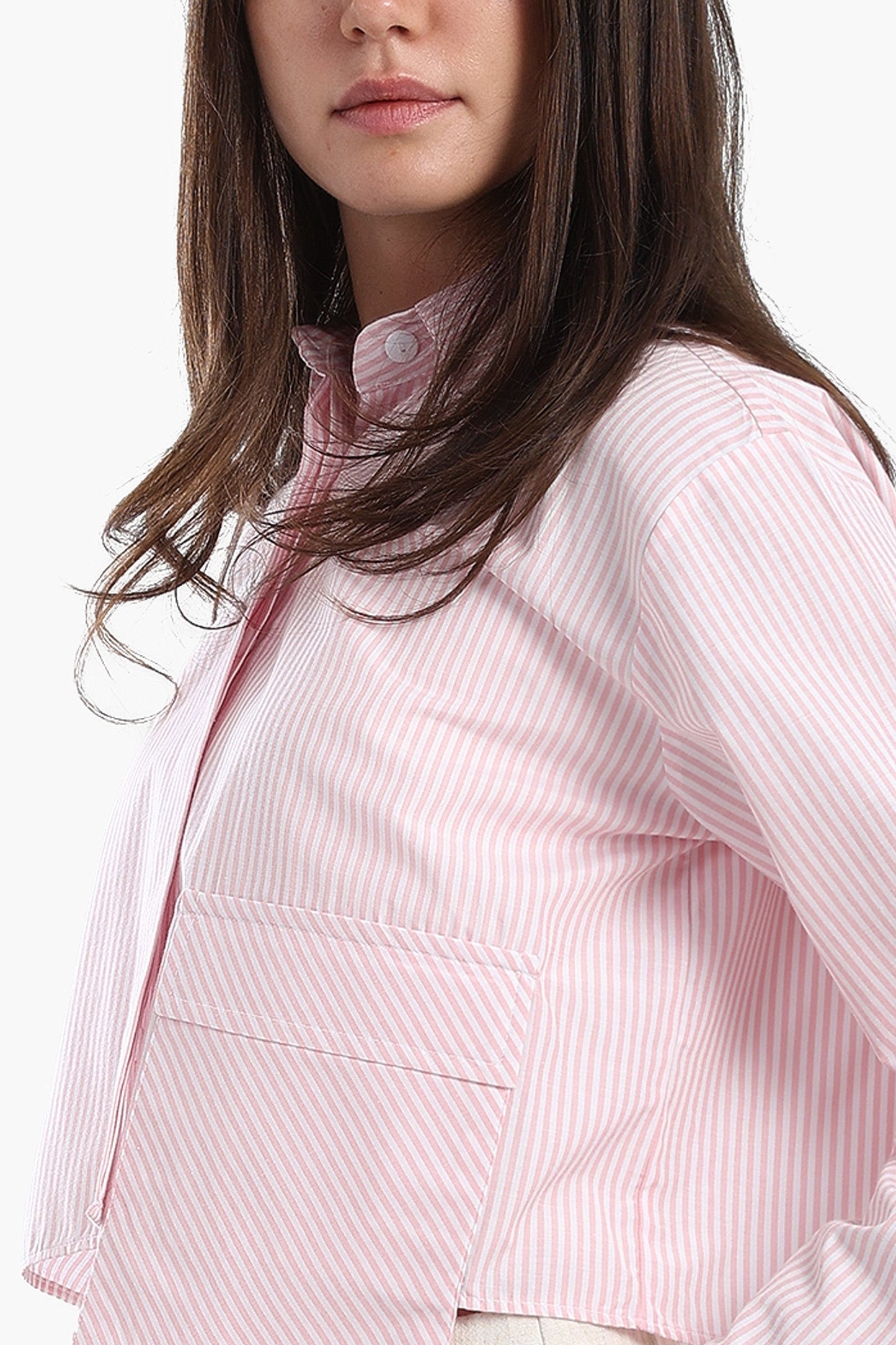 Cropped Hidden Placket Shirt