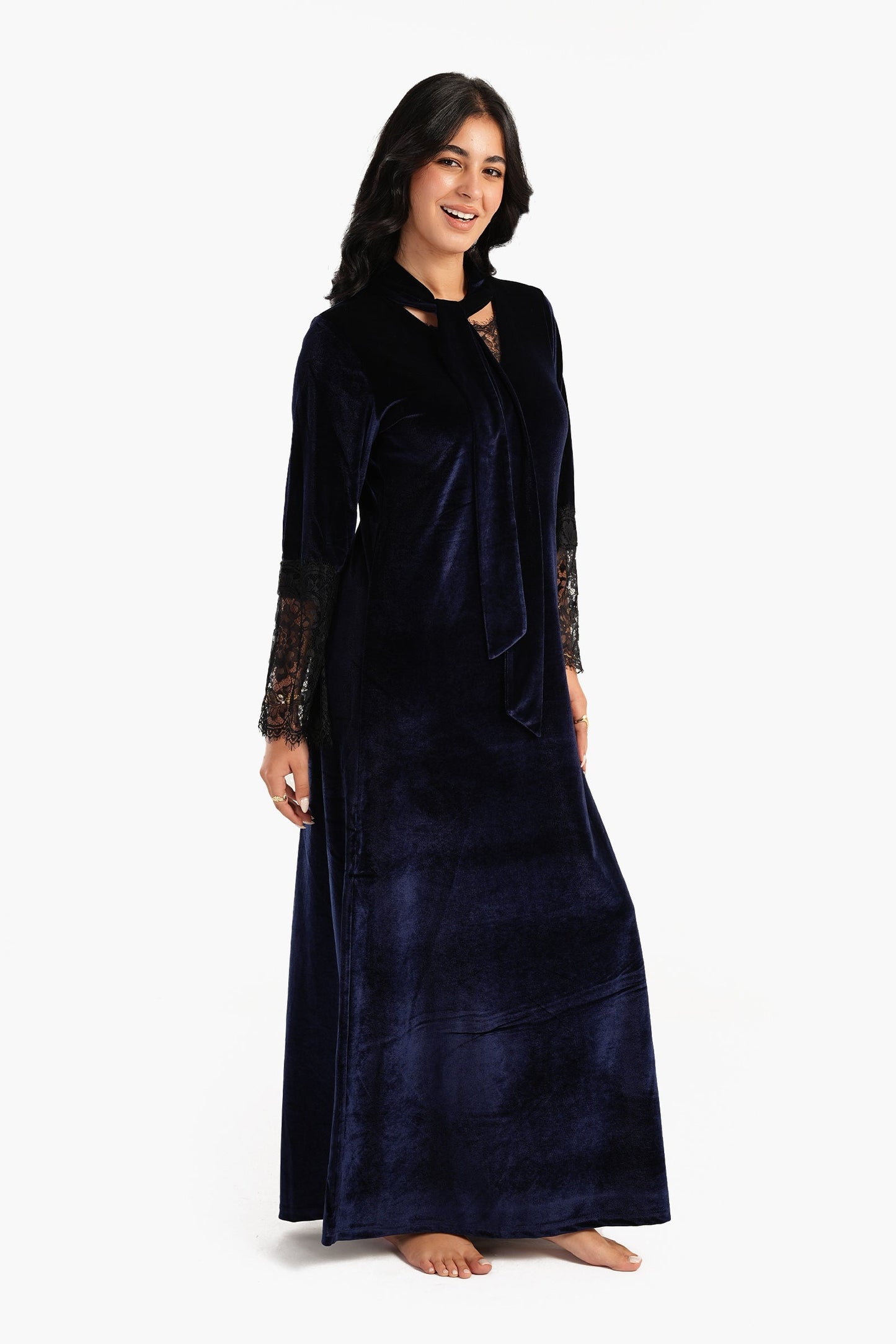 Carina Velvet & Lace Maxi Nightgown