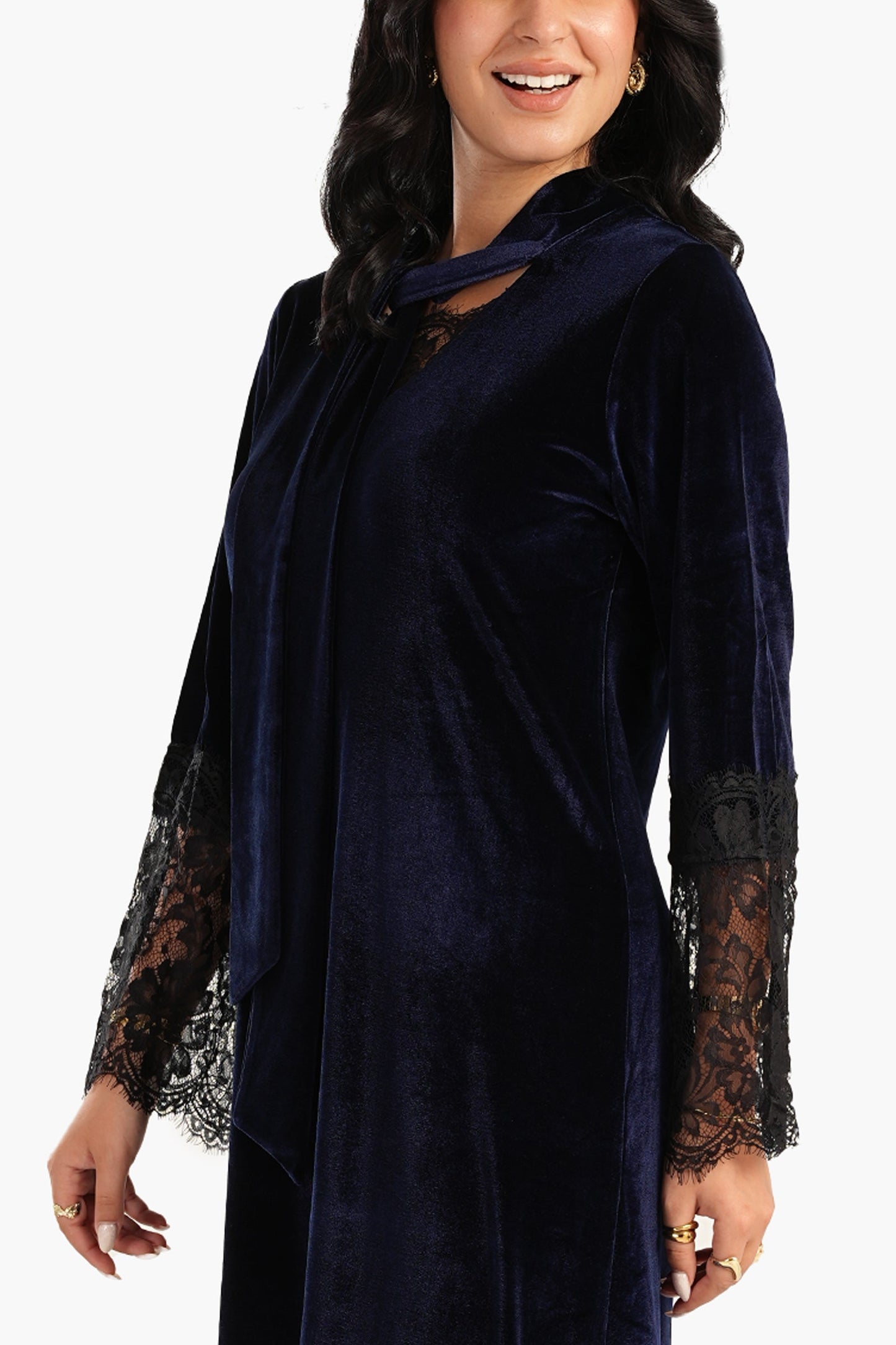 Carina Velvet & Lace Maxi Nightgown