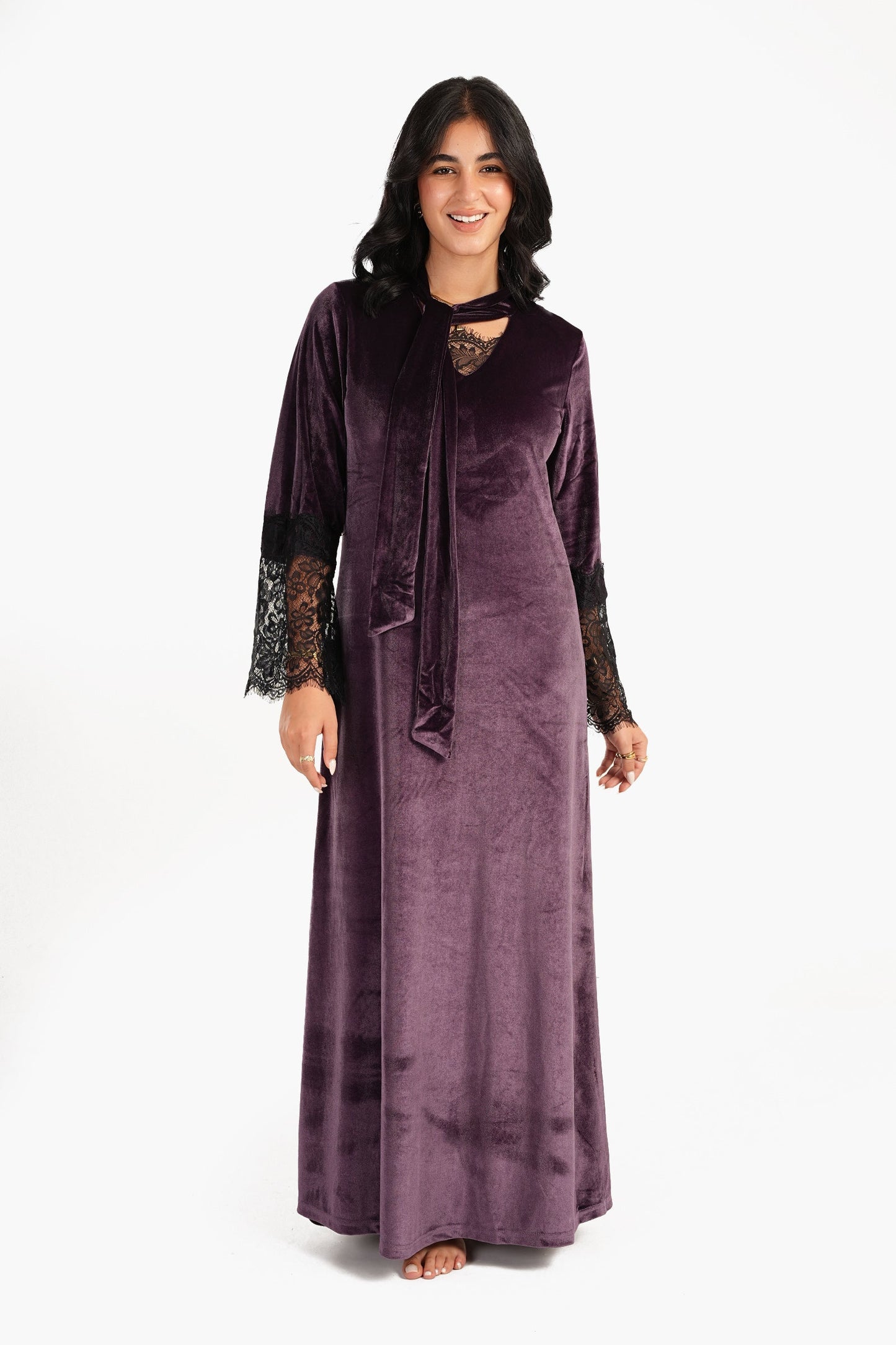 Carina Velvet & Lace Maxi Nightgown