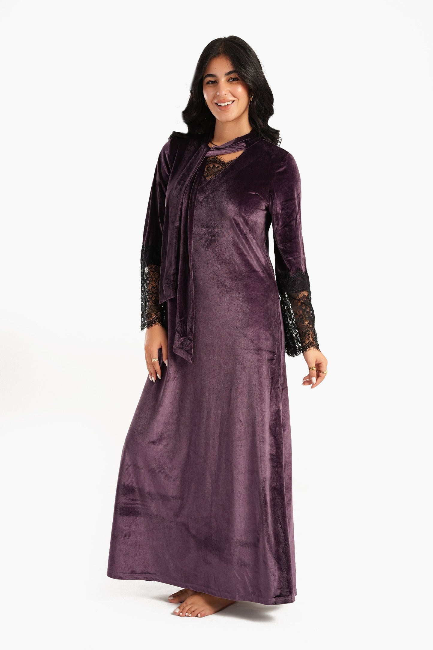 Carina Velvet & Lace Maxi Nightgown