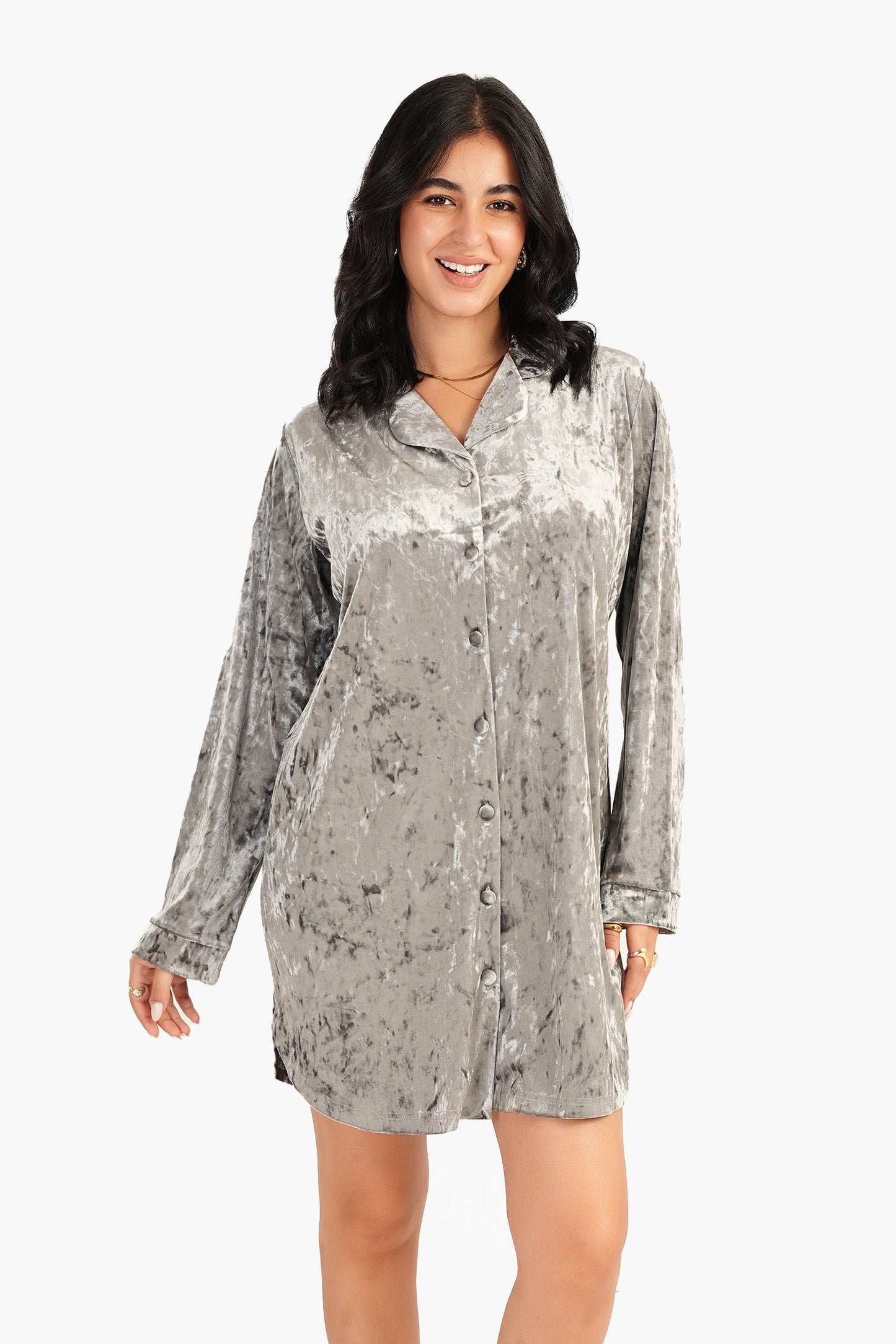 Carina Velvet Dark Grey Nightgown