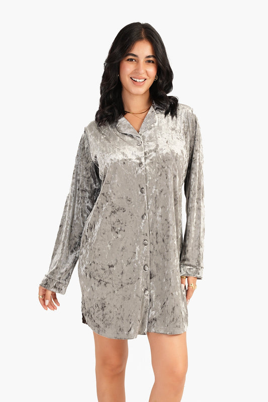 Carina Velvet Dark Grey Nightgown