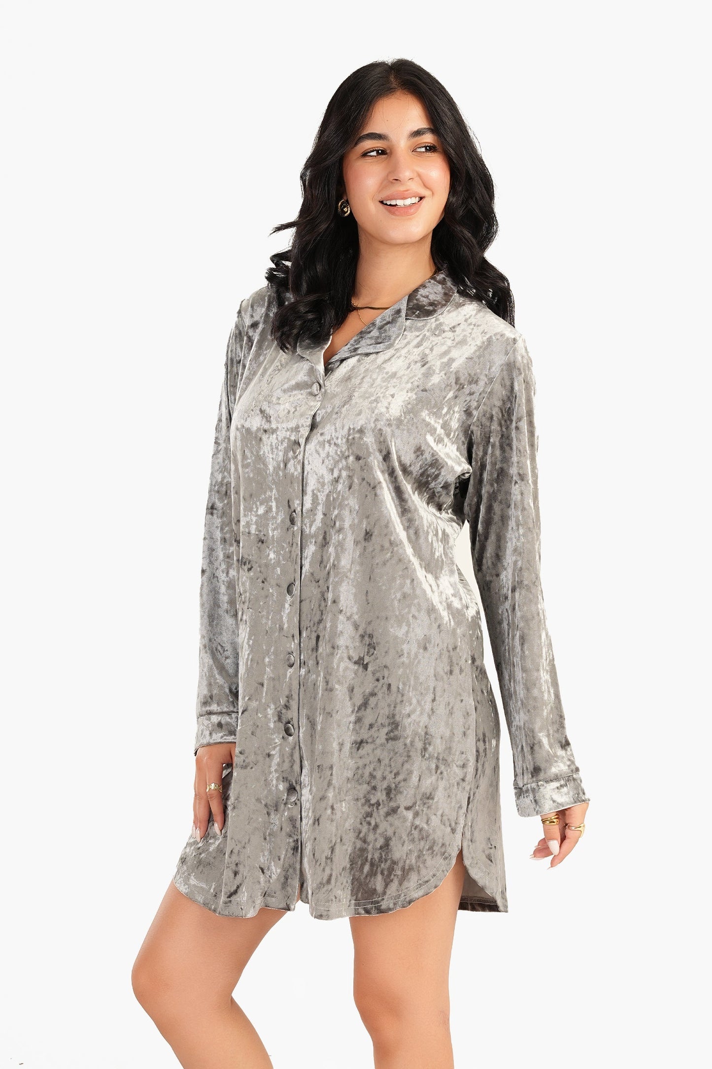 Carina Velvet Dark Grey Nightgown