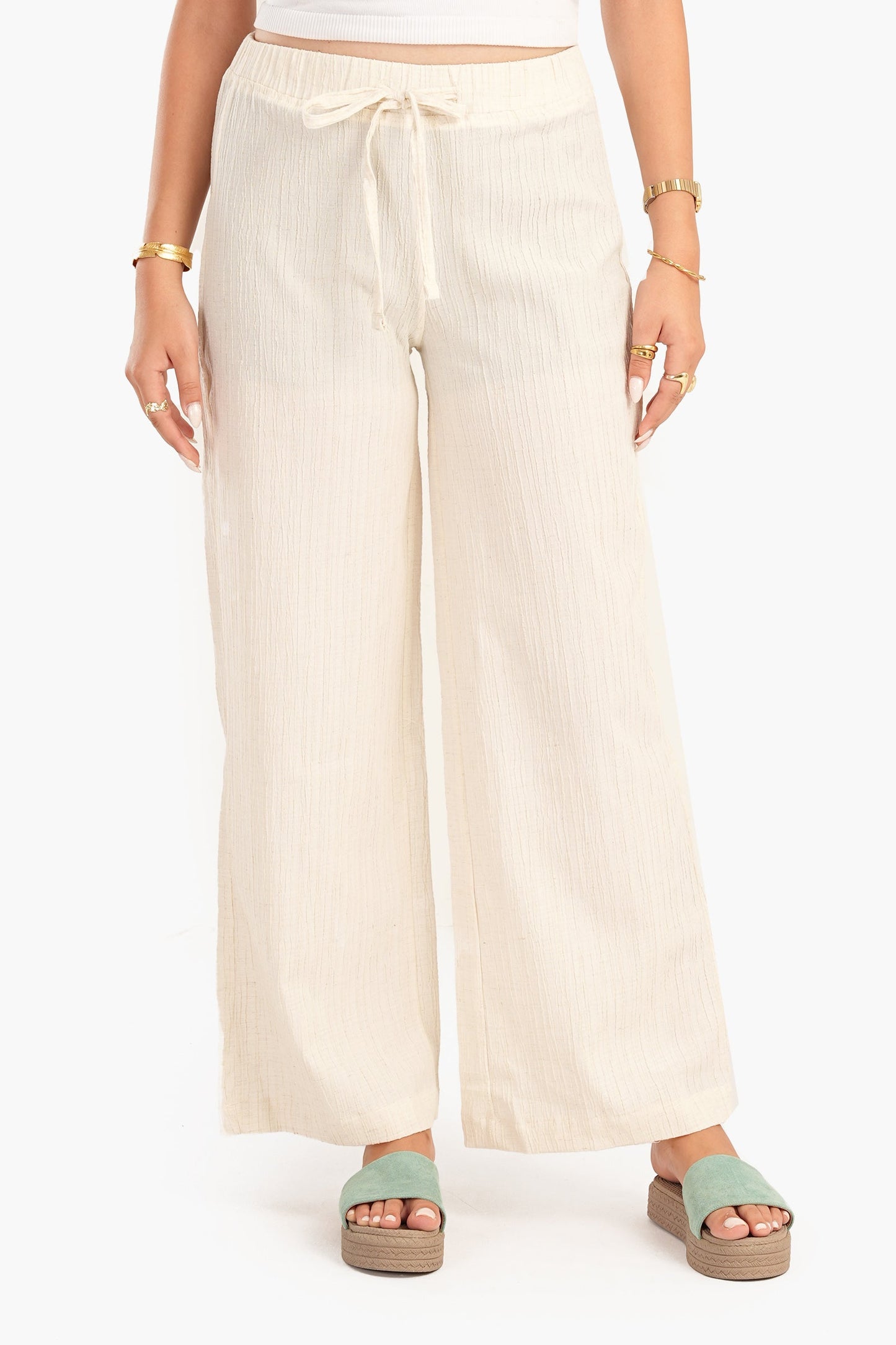 Self Pattern Linen Pants