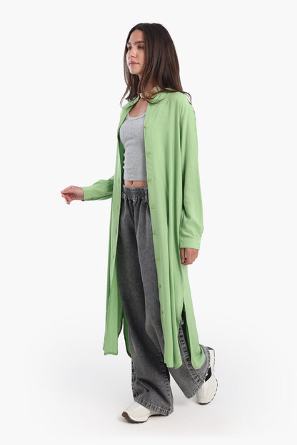 فستان قميص طويل سادة