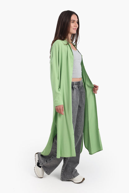 فستان قميص طويل سادة