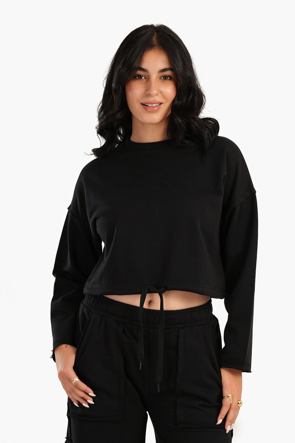 Carina Cropped Plain Lounge Sweatshirt