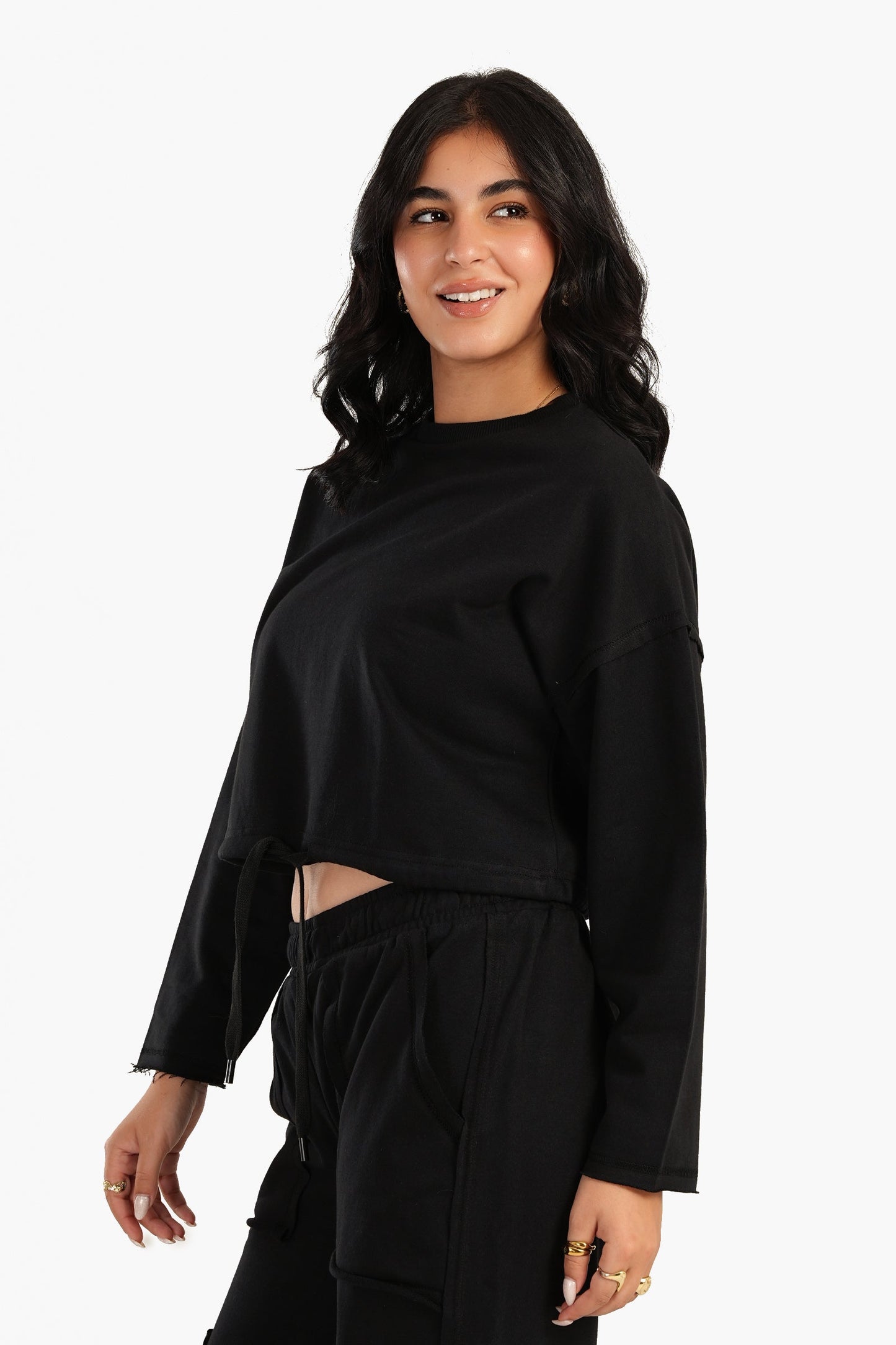 Carina Cropped Plain Lounge Sweatshirt