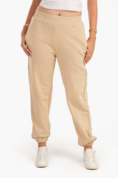 Beige Melton Sweatpants