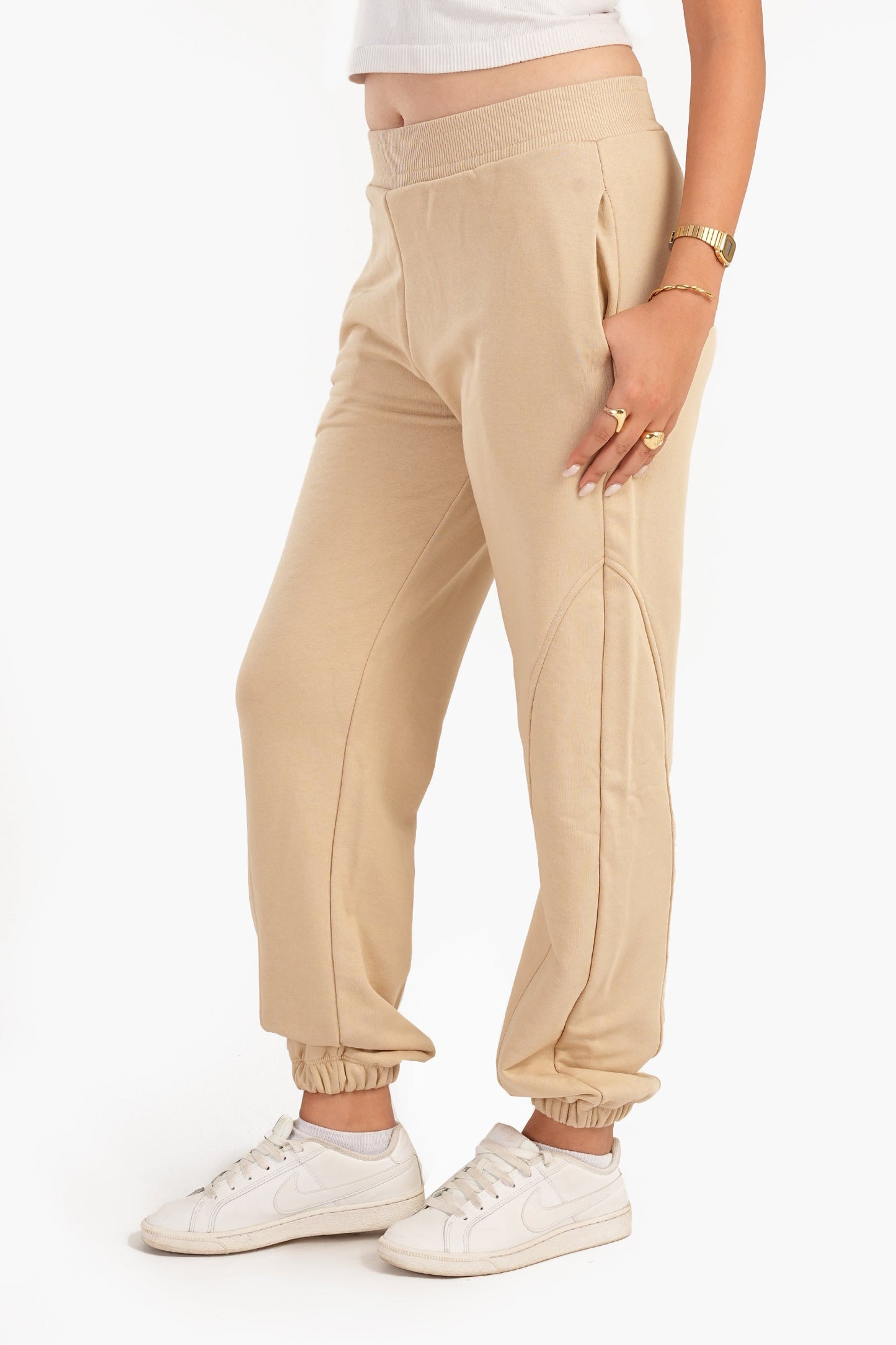 Beige Melton Sweatpants