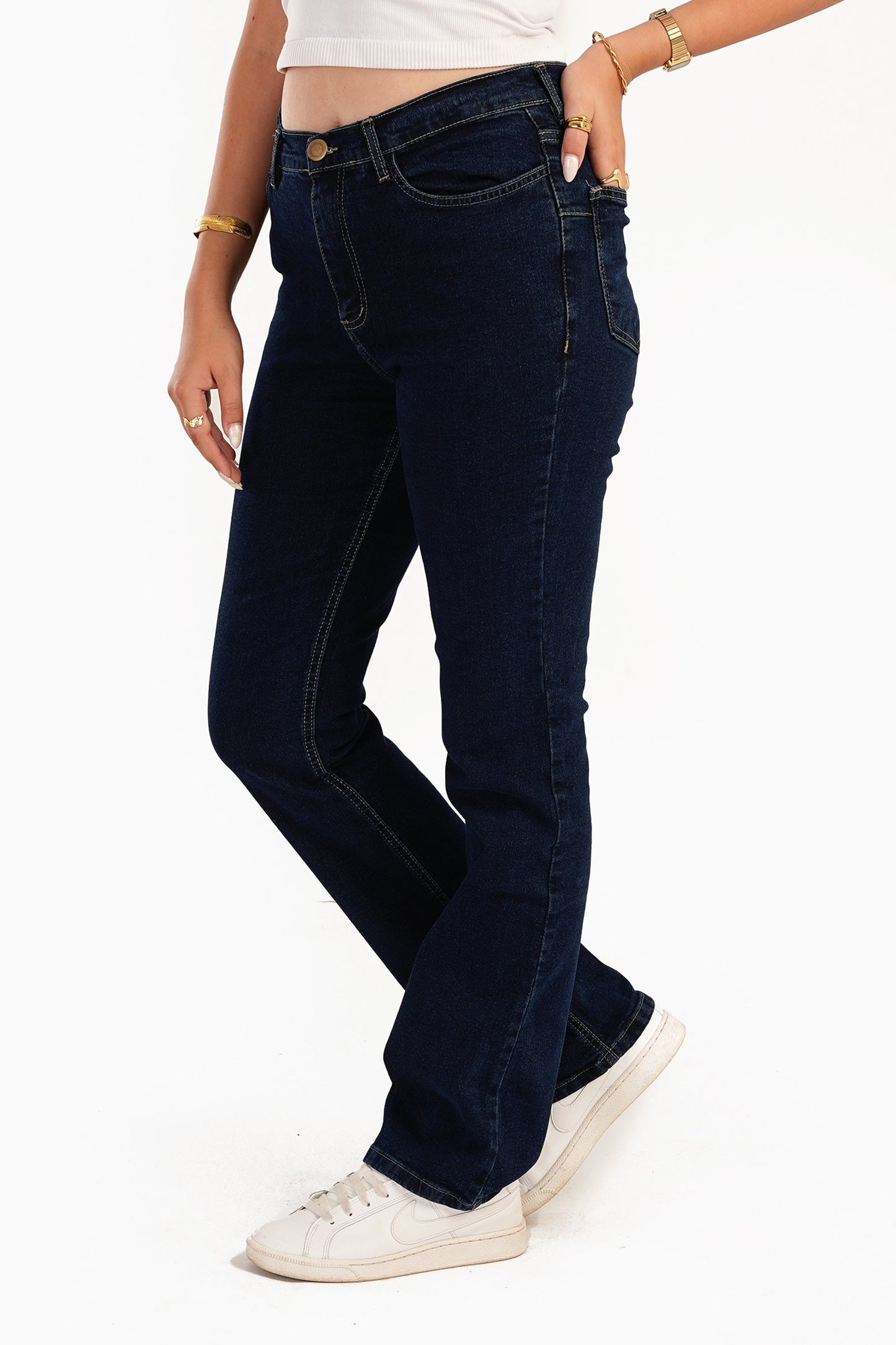 Carina Blue Cotton Denim Pants