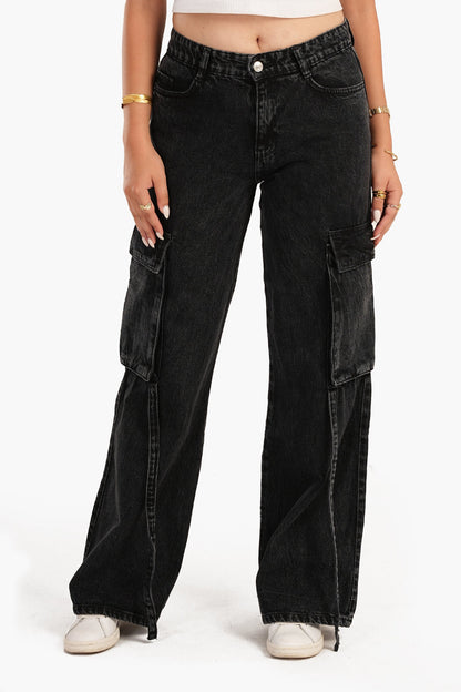 Carina Dark Grey Cargo Jeans