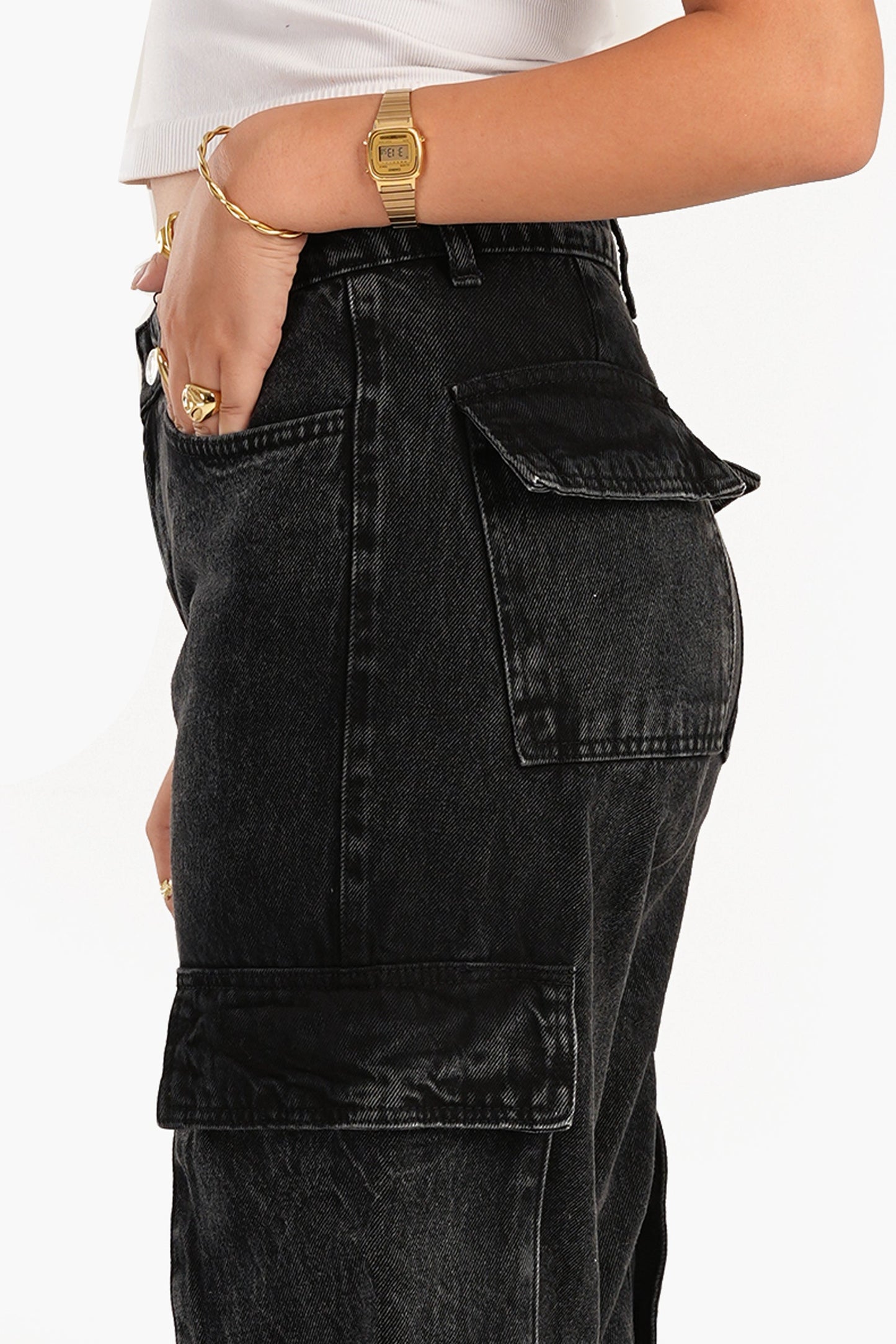 Carina Dark Grey Cargo Jeans