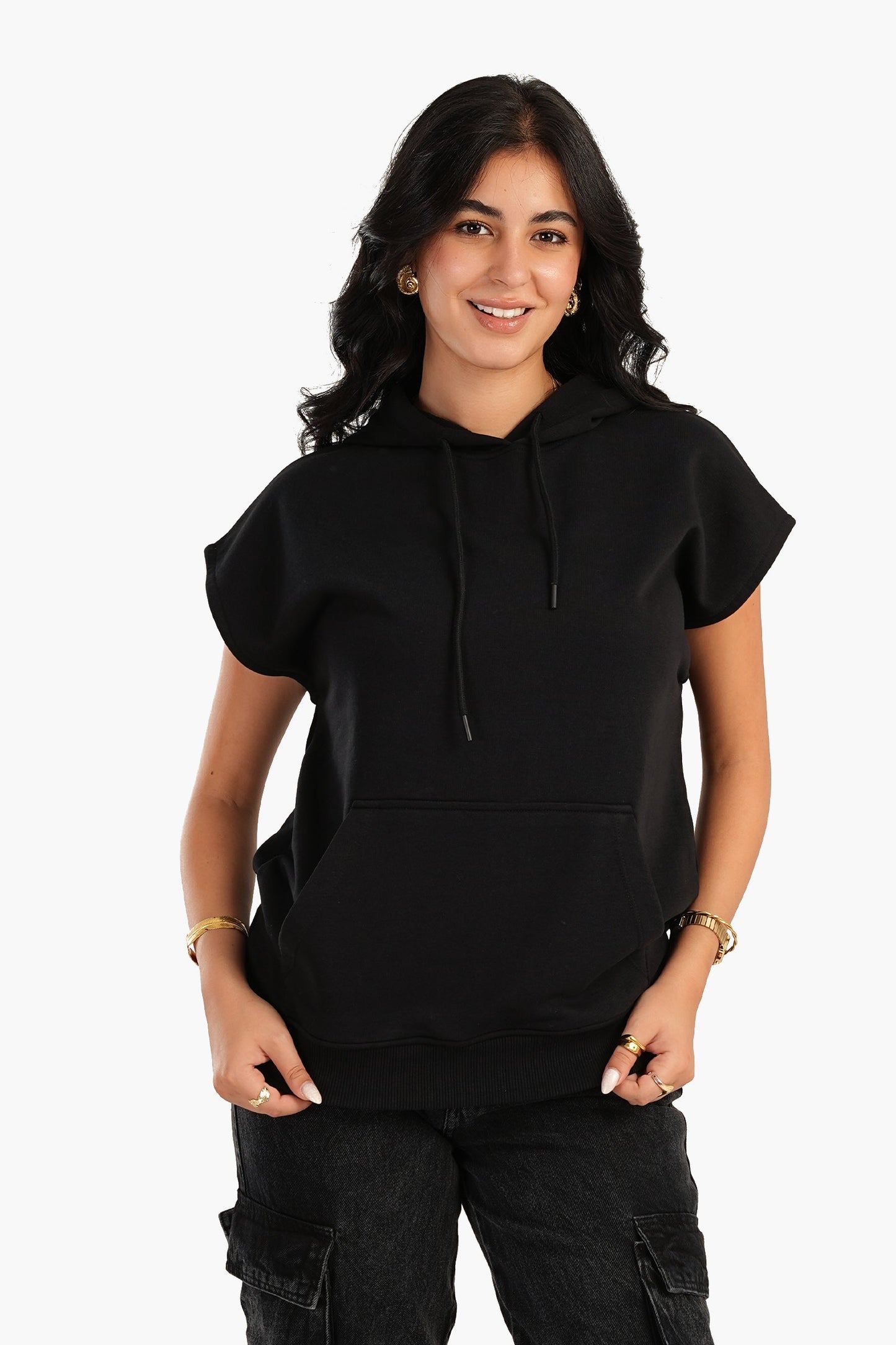 Carina Lounge Hoodie with Cap Sleeves