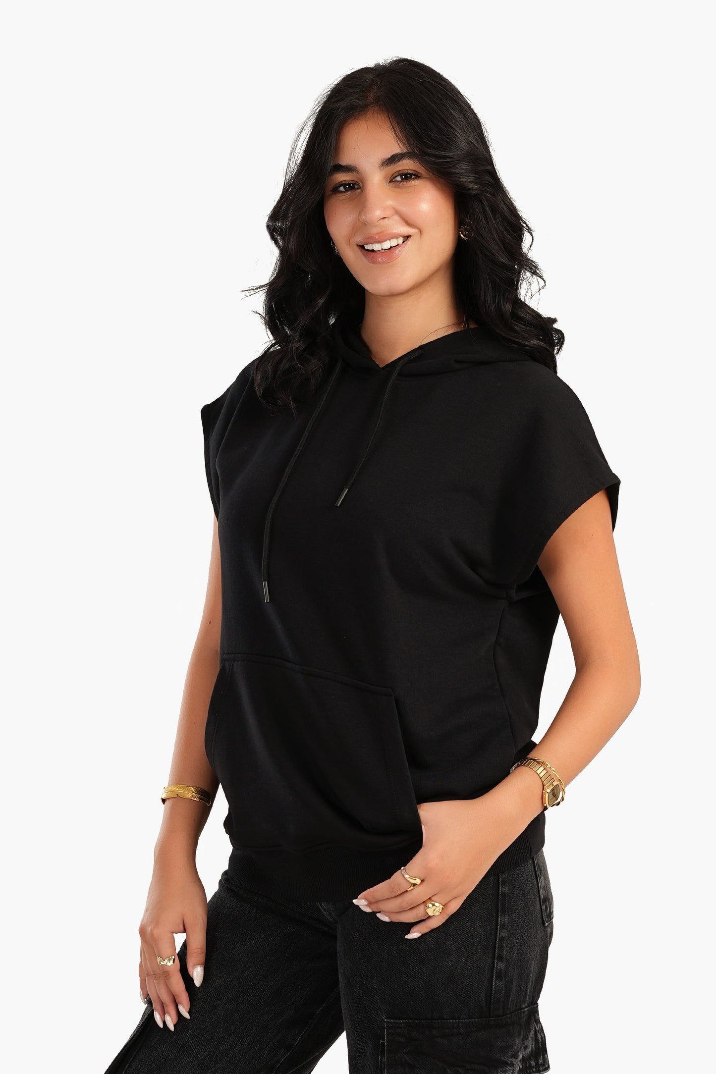 Carina Lounge Hoodie with Cap Sleeves