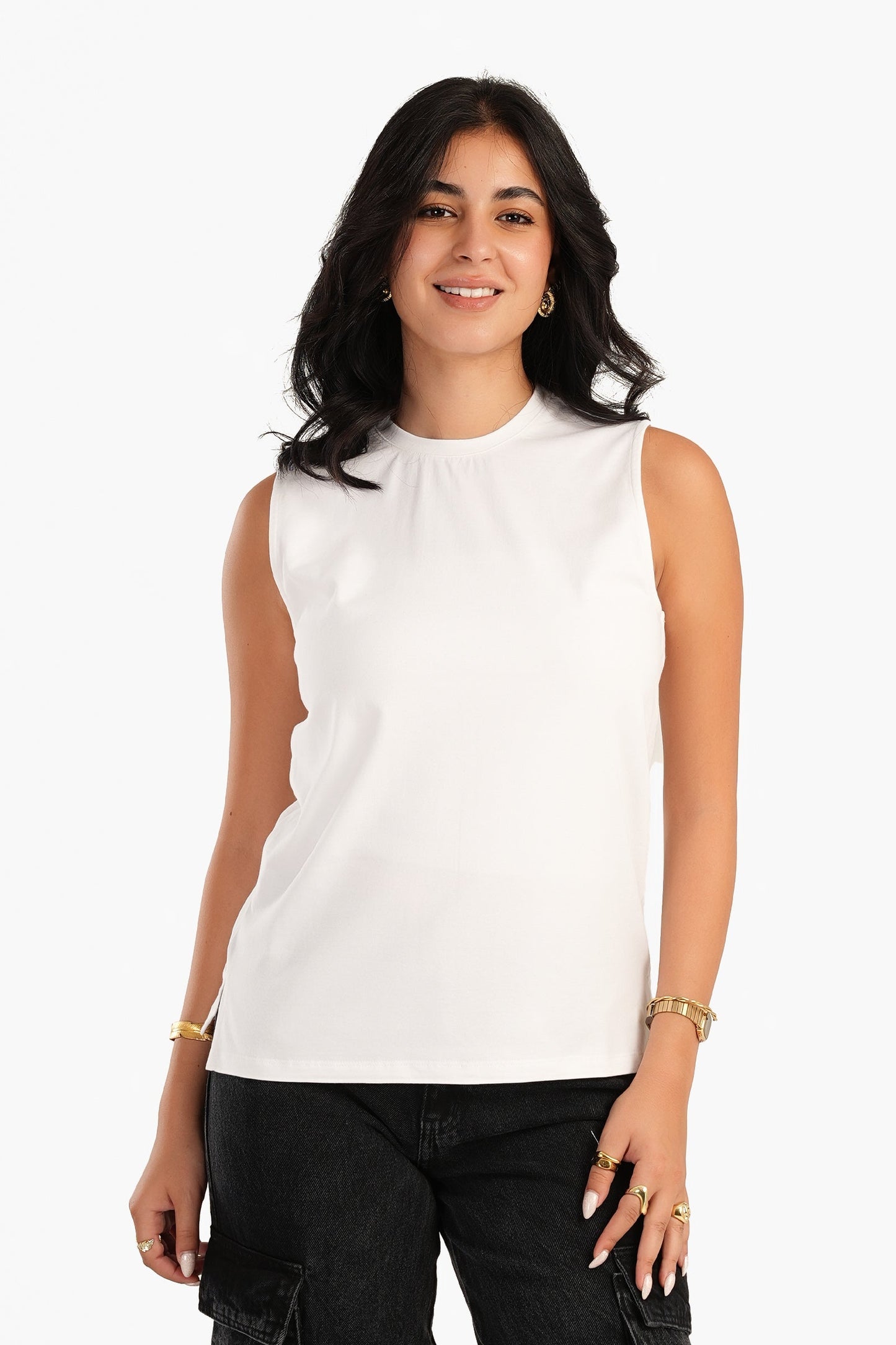 Basic Crew Neck Sleeveless Top