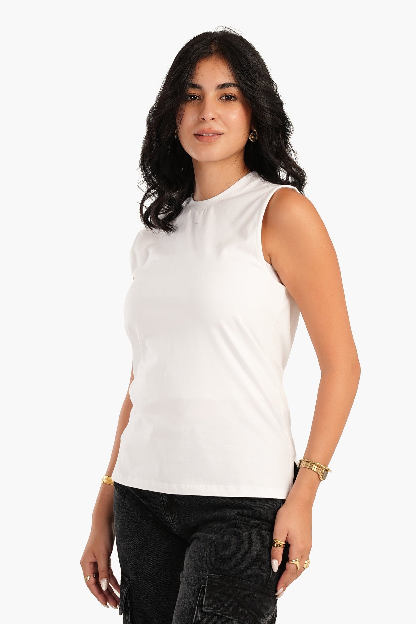 Basic Crew Neck Sleeveless Top