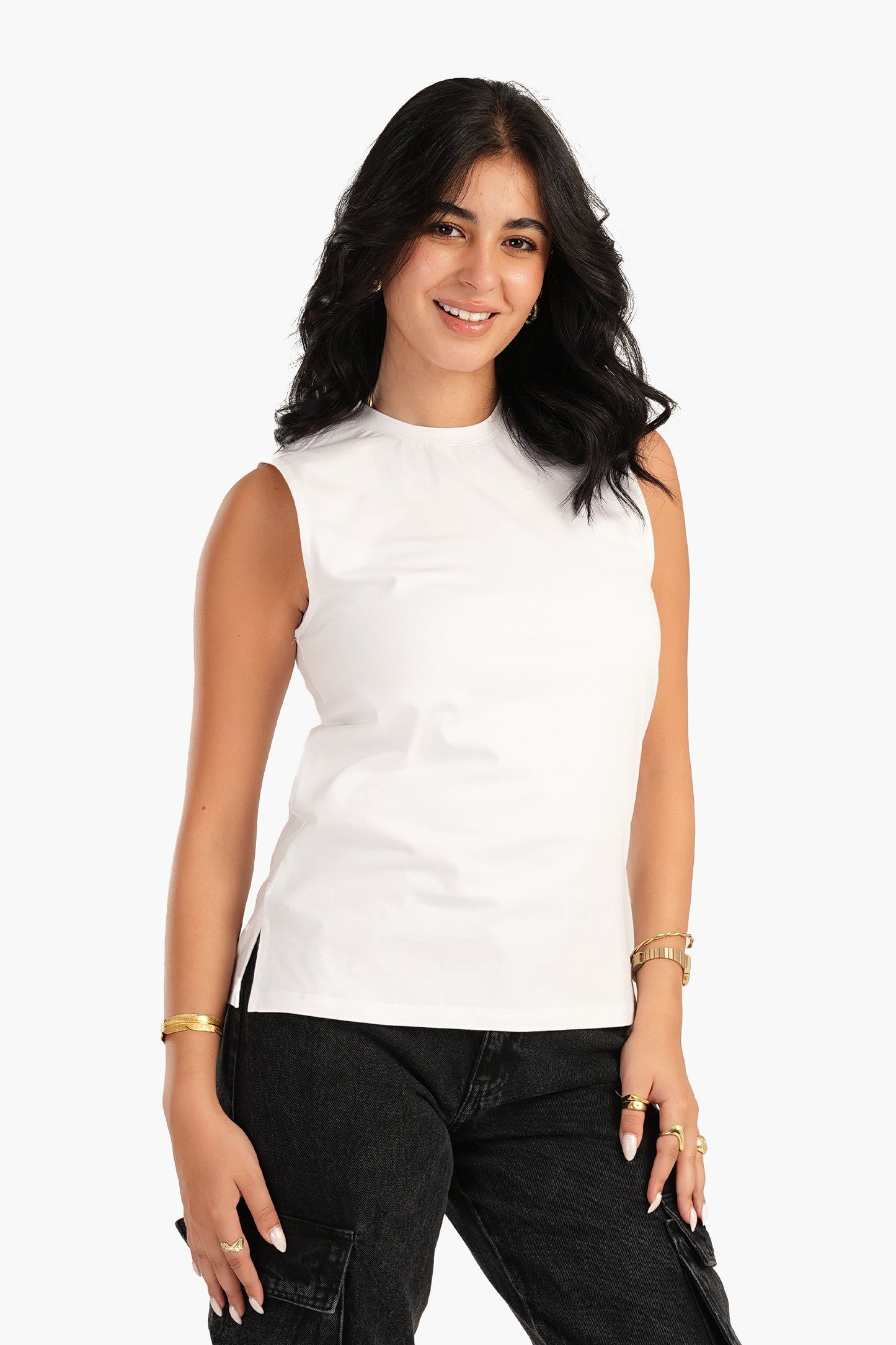 Basic Crew Neck Sleeveless Top