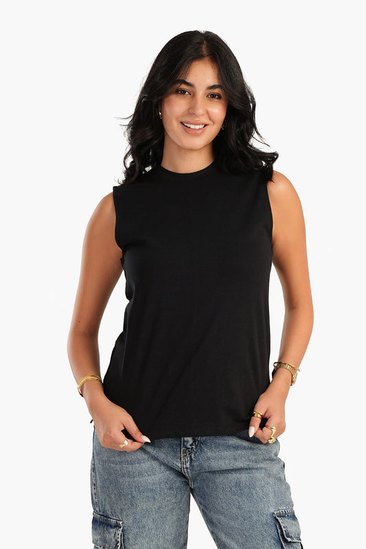 Basic Crew Neck Sleeveless Top