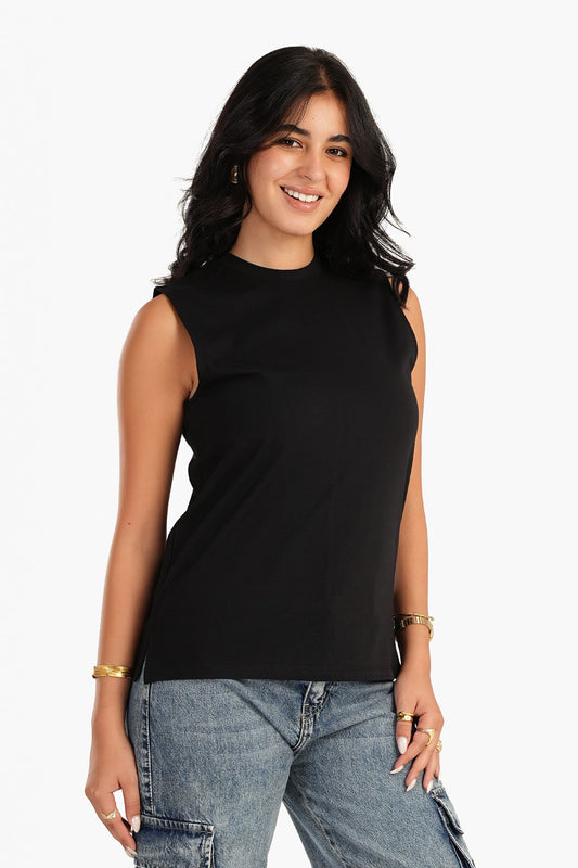 Basic Crew Neck Sleeveless Top