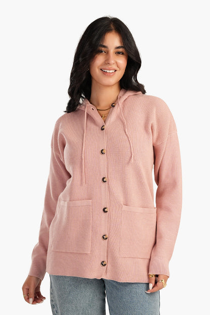 كارديجان محبوك بغطاء للرأس